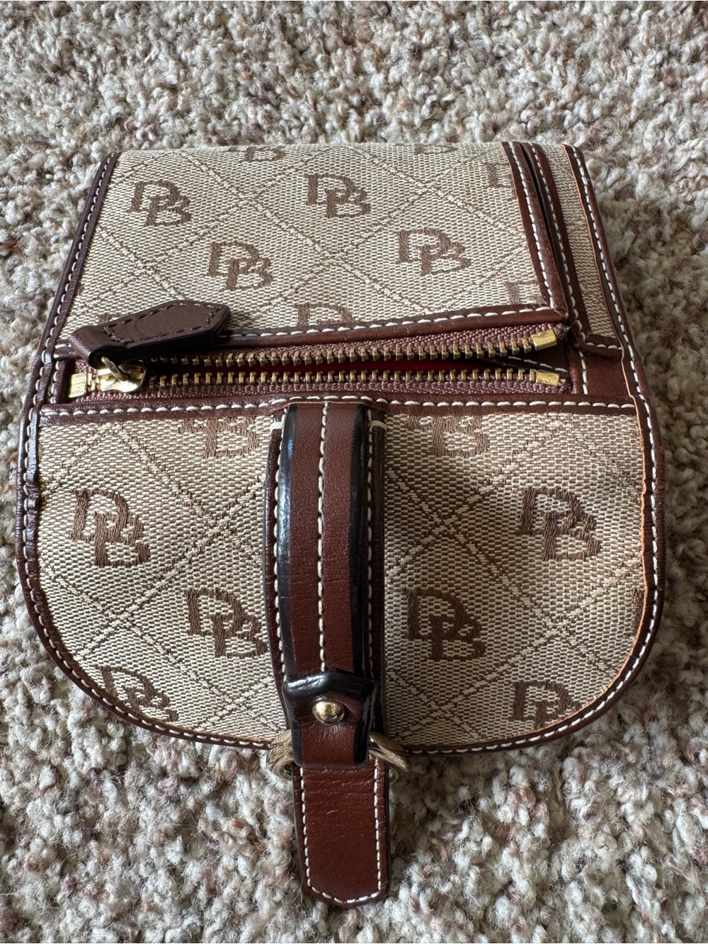 Vintage Dooney & Bourke Monogram Jacquard Bifold Wallet - Brown & Tan - Picture 3 of 7